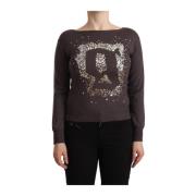 Brun Uld Paillet Langærmet Sweater