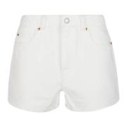 Vintage White Logo Broderi High Rise Shorts