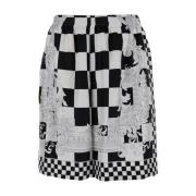 Hvid Kontrast Print Shorts