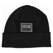 Sort Logo-Patch Uld-Blend Beanie Hat