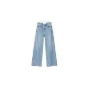 Cropped Højtaljede Brede Ben Jeans