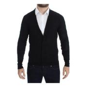 Sort Ekstra Fin Uld Cardigan Sweater