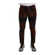 Sort Brun Tie-Dye Slim Fit Jeans