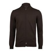 Brown Merino Wool Zip Cardigan