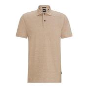 REGULAR FIT POLOSHIRT I BOMULD OG HØR Beige