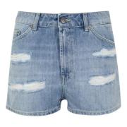 Denim Shorts Lav Talje Løs Pasform