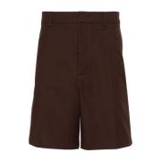 Brun Bomuld Stretch Shorts