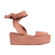 Rød vasket bomuld platform sandal