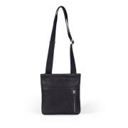 Sort Læder Crossbody Messenger Taske