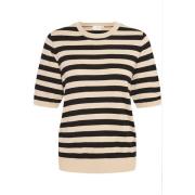 Kaffe Kamilo Short Sleeve Knit Strik Smoke Gray/Black Deep Stripe