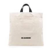 Beige Logo-Print Tote Taske