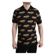 Sort Bil Print Polo T-shirt