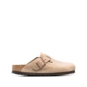 Beige Læder Sandaler med Rosaguld Detaljer