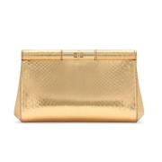 Guld-tone Snakeskin Clutch Taske