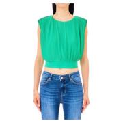 Grøn Cropped Plisse Top