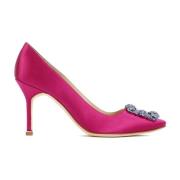 Rosa Satin Krystal Spænde Pumps