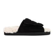 Sorte Sandaler med Shearling Foring