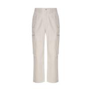 Beige Straight Trousers