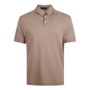 Beige Stribet Polo Skjorte