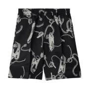 Kæde-Link Print Sort Shorts