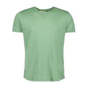 Herre Linned T-shirt Rund Hals