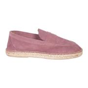 Rosa Læder Espadriller Slip On Model