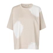 Trykt Oversize T-shirt Beige Melange