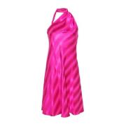 Fuchsia Satin Halterneck Kjole