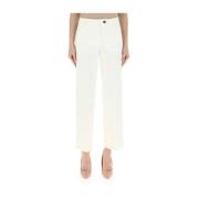 Creme Cropped Palazzo Bukser