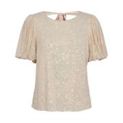 Mesh Bluse med Palietter