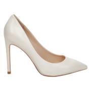 Elegant Beige Læder Pointed High Heels