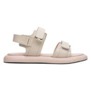 Kvinders Beige Læder Strappy Sandaler ER00113089