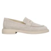 Kvinders Lyse Beige Velour Penny Loafers ER00114530