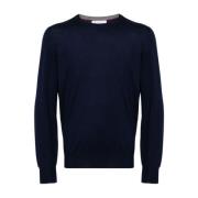 Blå Uld Crew Neck Sweater