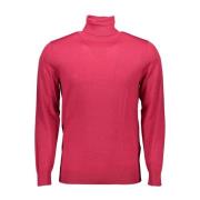 Rosa Uld Turtleneck Sweater Logo Detalje