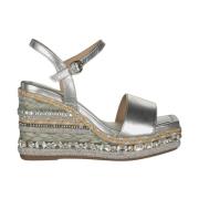 Rhinestone Wedge Sandal med Fletdetaljer