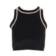 Sort Bomuld Crop Top