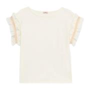 Bomuld T-shirt med Poplin Ruffle