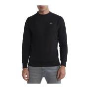 Sort Bomuld Crew-neck Sweatshirt Logo Broderi