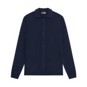 Navy Cardigan med Lommer og Krave