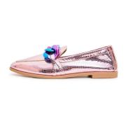 Metallic Pink Læder Loafers