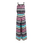 Multifarvet Stribet Wide Leg Jumpsuit