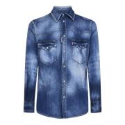 Blå Denim Western Skjorte AW22