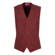 Brun Tartan Vest Italiensk Stil