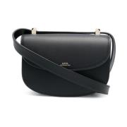 Sort Læder Crossbody Taske