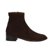 Mocha Calfskin Pina Zipper Ankle Boots