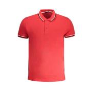 Rød Bomuld Polo Shirt med Korte Ærmer