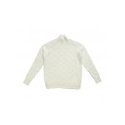 Ribbet højhalset sweater i beige