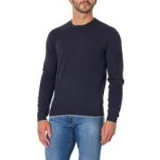 Blå Crewneck Sweater med Kontrast Trim