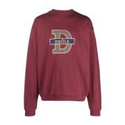 Rød Bourgogne Broderet Sweatshirt